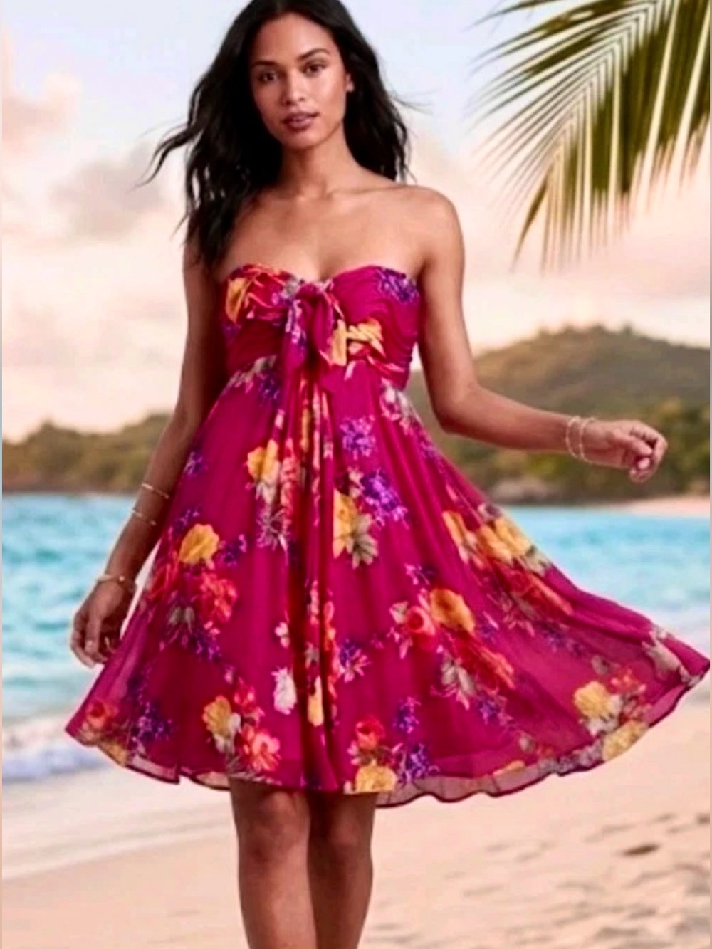 Lauren Ralph Lauren Strapless Floral Barbados Silk Dress 10